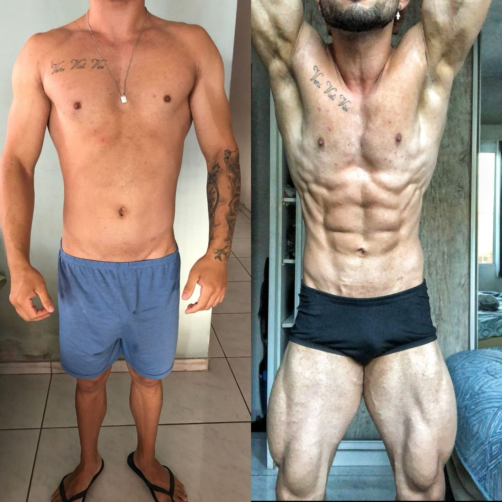Transformação física com ganho de massa muscular