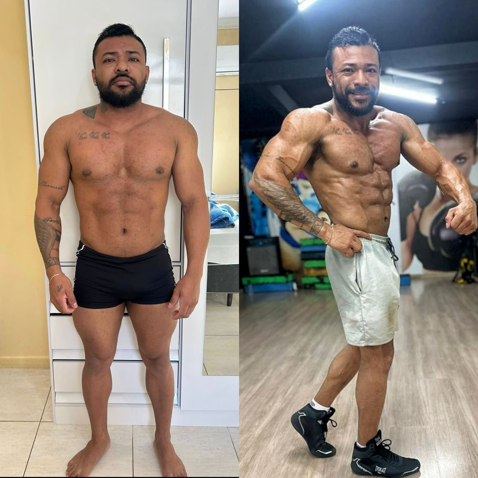 Transformação física com definição muscular