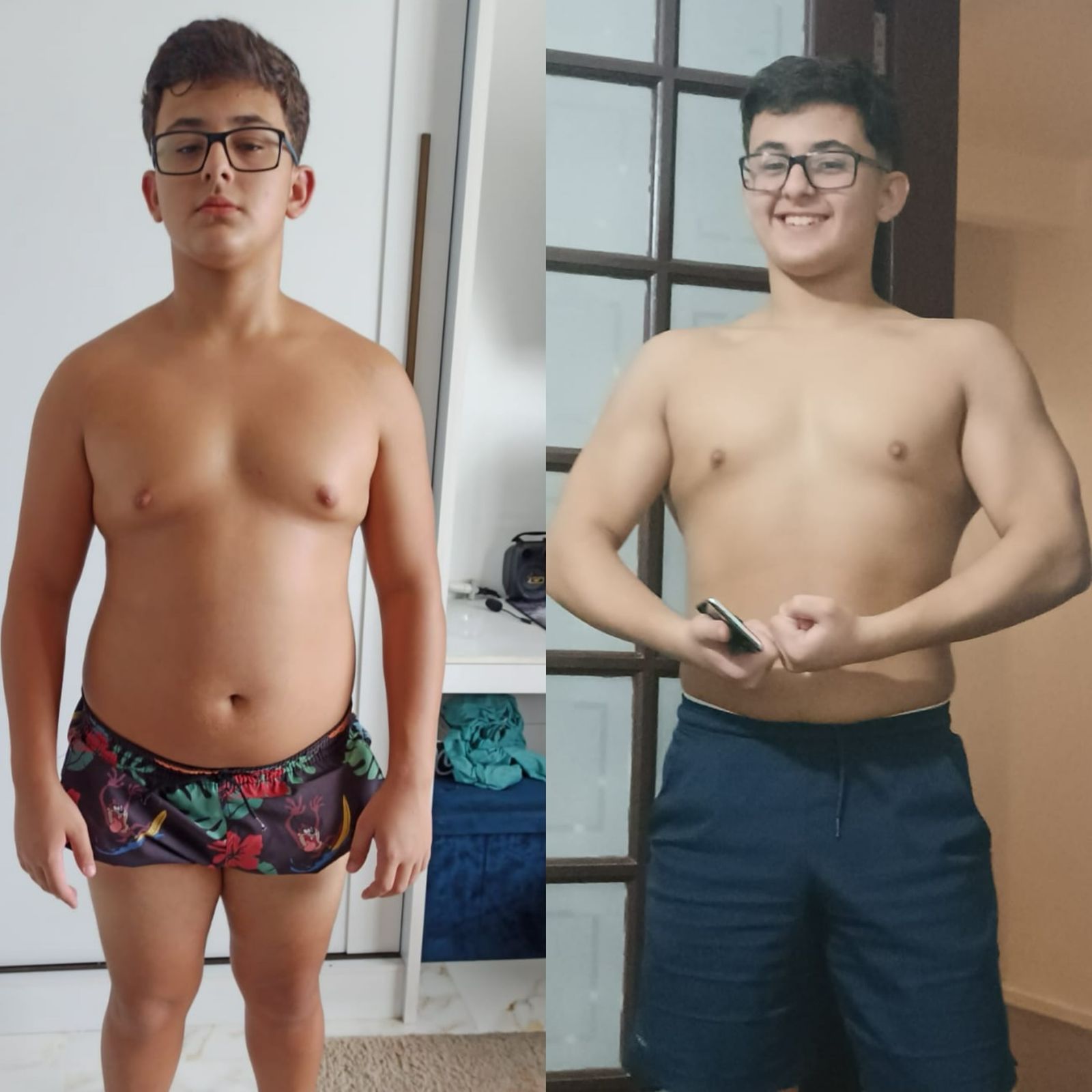Transformação física de adolescente
