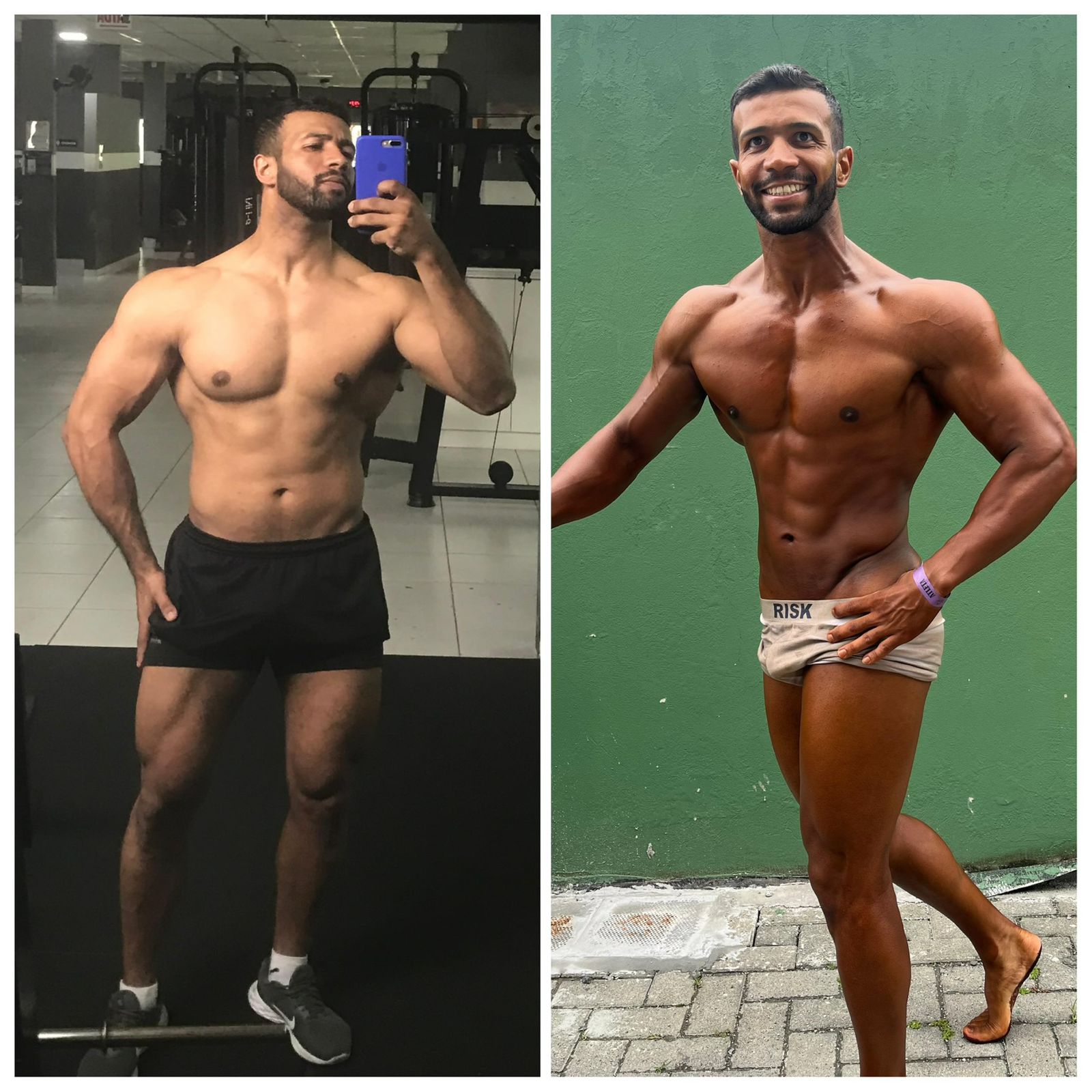 Transformação física com definição muscular